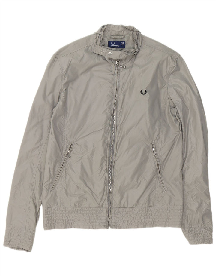 Fred Perry Womens Bomber Jacket UK 10 Small Grey Nylon