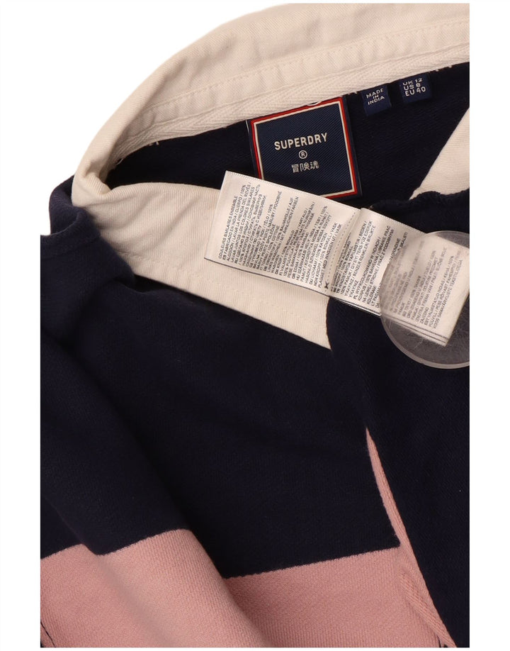 SUPERDRY Womens Oversized Crop Rugby Polo Shirt UK 12 Medium  Navy Blue
