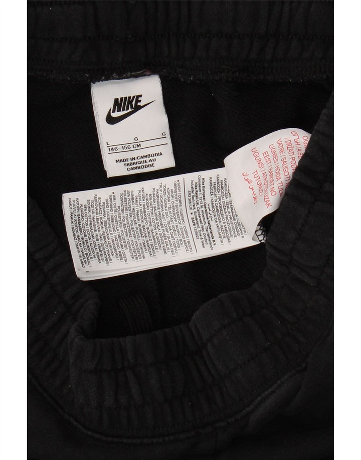 NIKE Girls Tracksuit Trousers Joggers 12-13 Years Large Black Cotton