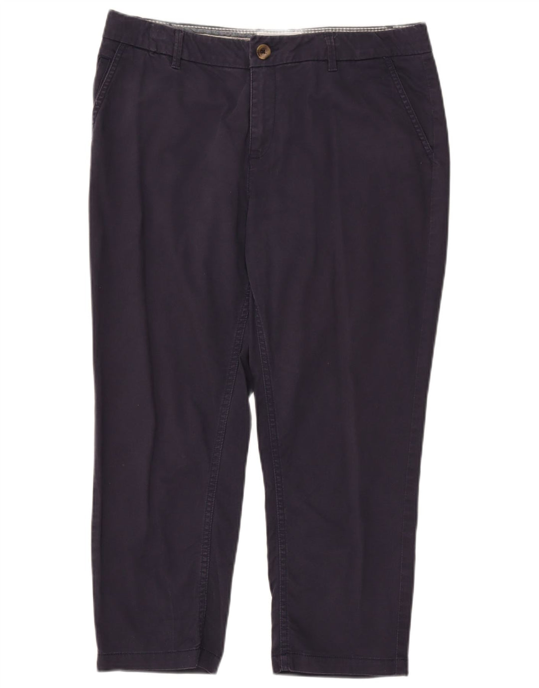 FAT FACE Womens Straight Cropped Trousers UK 14 Large W34 L23 Navy Blue