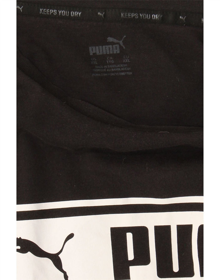 PUMA Mens Graphic T-Shirt Top 2XL Black Vintage Puma and Second-Hand Puma from Messina Hembry 