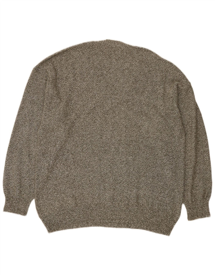 Engbers Mens V-Neck Jumper Sweater IT 50 Medium Grey Striped Cotton