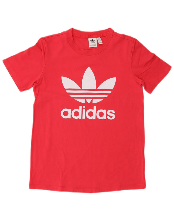 ADIDAS Womens Graphic T-Shirt Top UK 10 Small Pink Cotton
