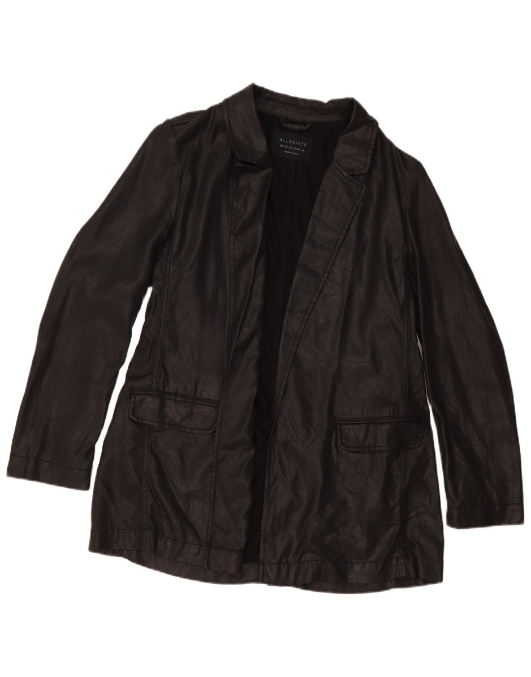 All Saints Womens Open Blazer Jacket UK 16 Large Black Lyocell