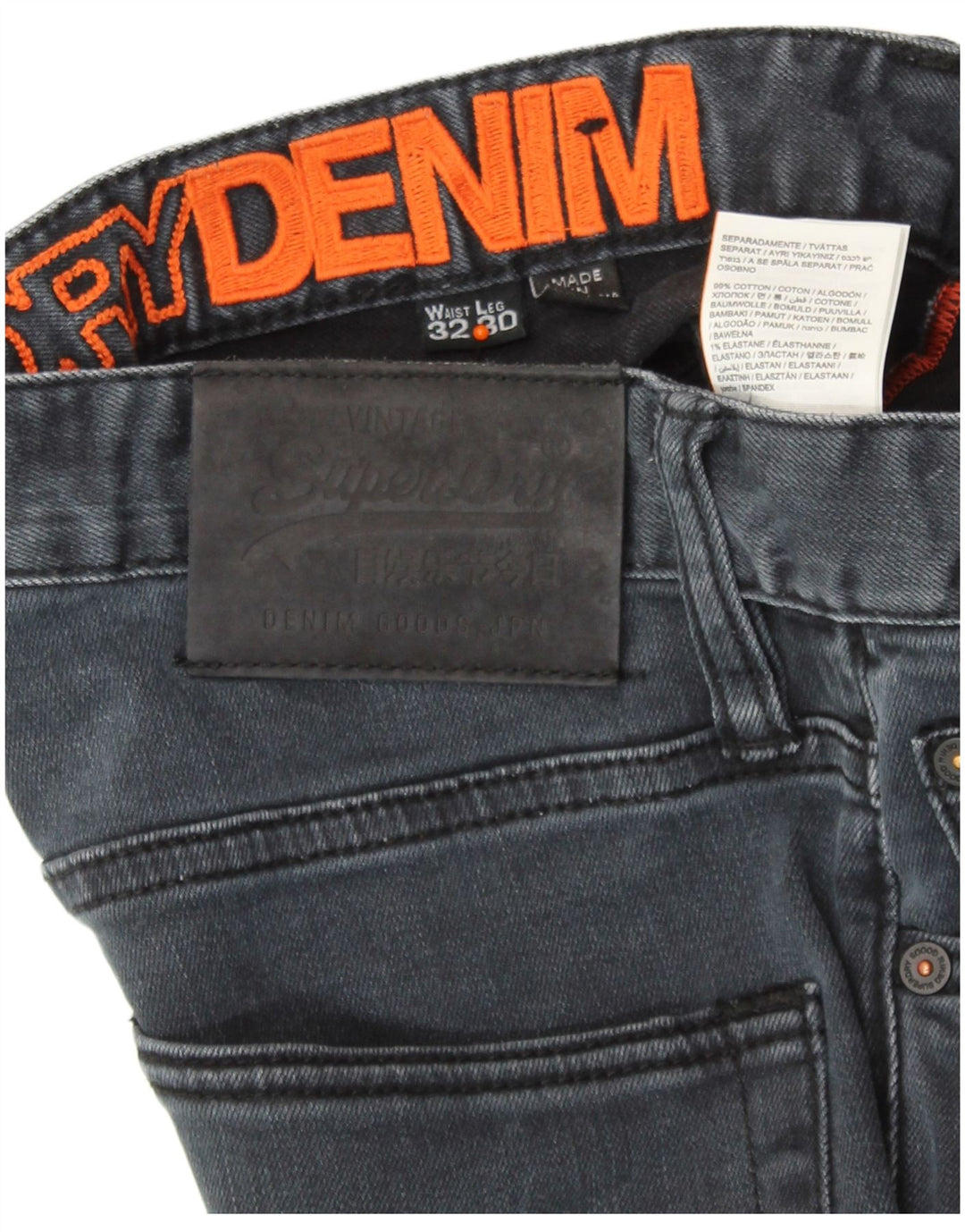SUPERDRY Mens Slim Jeans W32 L30  Blue Cotton