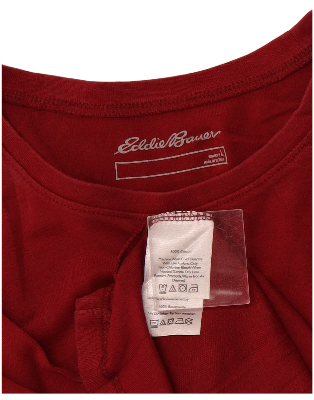EDDIE BAUER Womens Top Long Sleeve UK 14 Large Burgundy Cotton