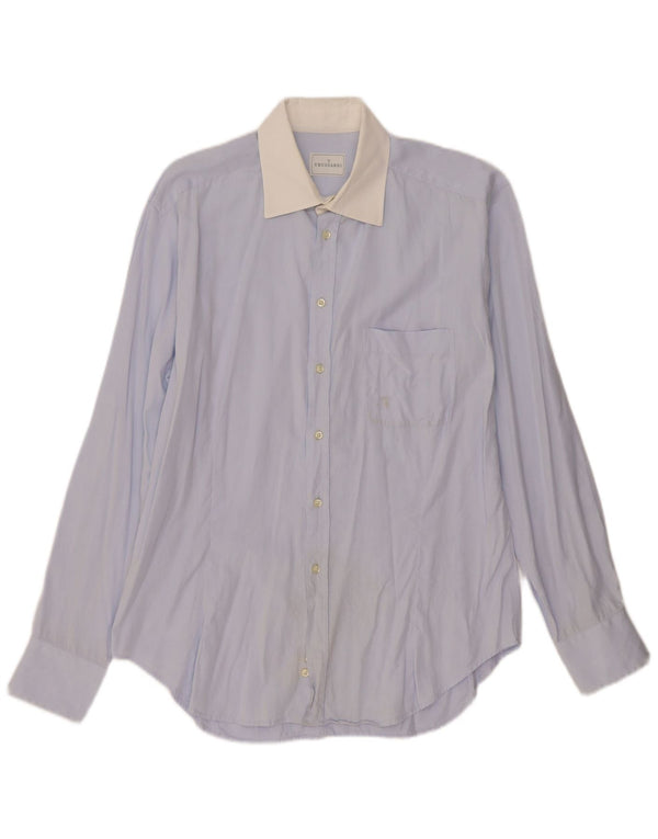 Trussardi Mens Shirt Size 42 16 1/2 Large Blue Colourblock