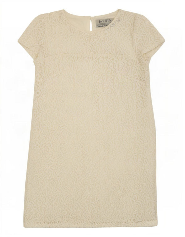 Jack Wills Womens Lace Shift Dress UK 8 Small Off White Floral Cotton