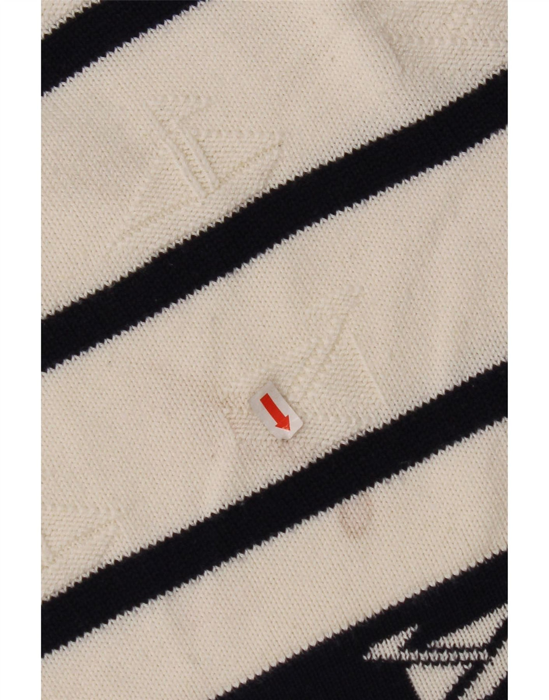 VINTAGE Mens Crew Neck Jumper Sweater Large White Striped