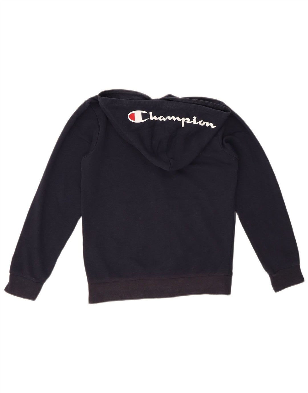 CHAMPION Boys Graphic Zip Hoodie Sweater 9-10 Years Medium  Navy Blue