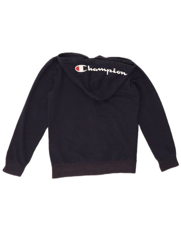 CHAMPION Boys Graphic Zip Hoodie Sweater 9-10 Years Medium  Navy Blue