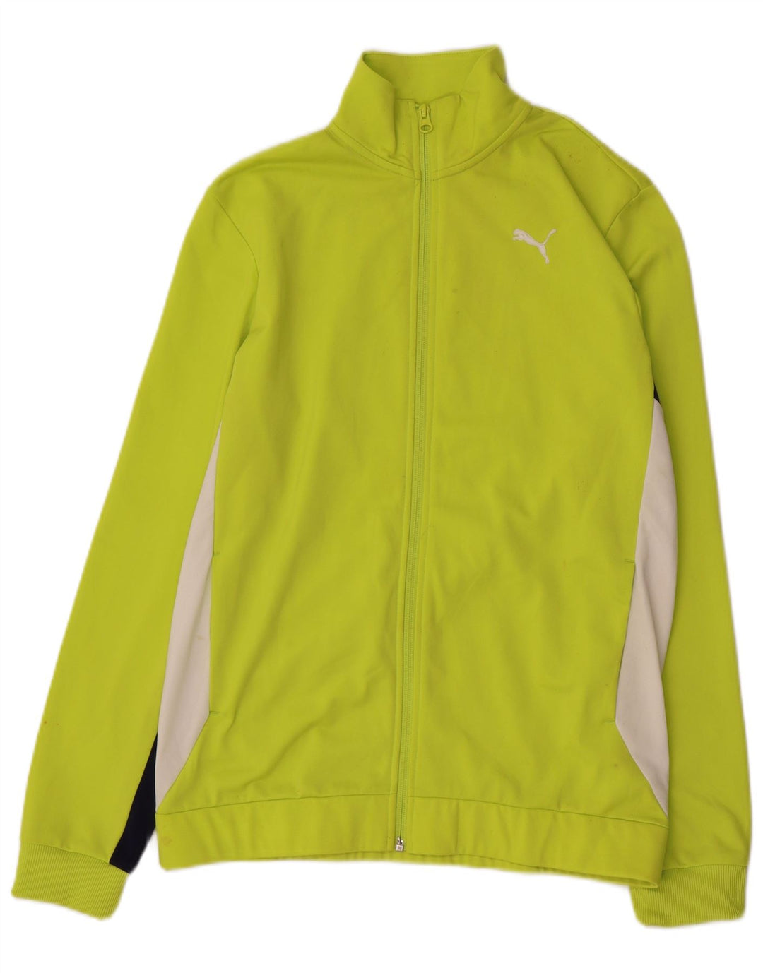PUMA Boys Tracksuit Top Jacket 15-16 Years Green Colourblock Polyester