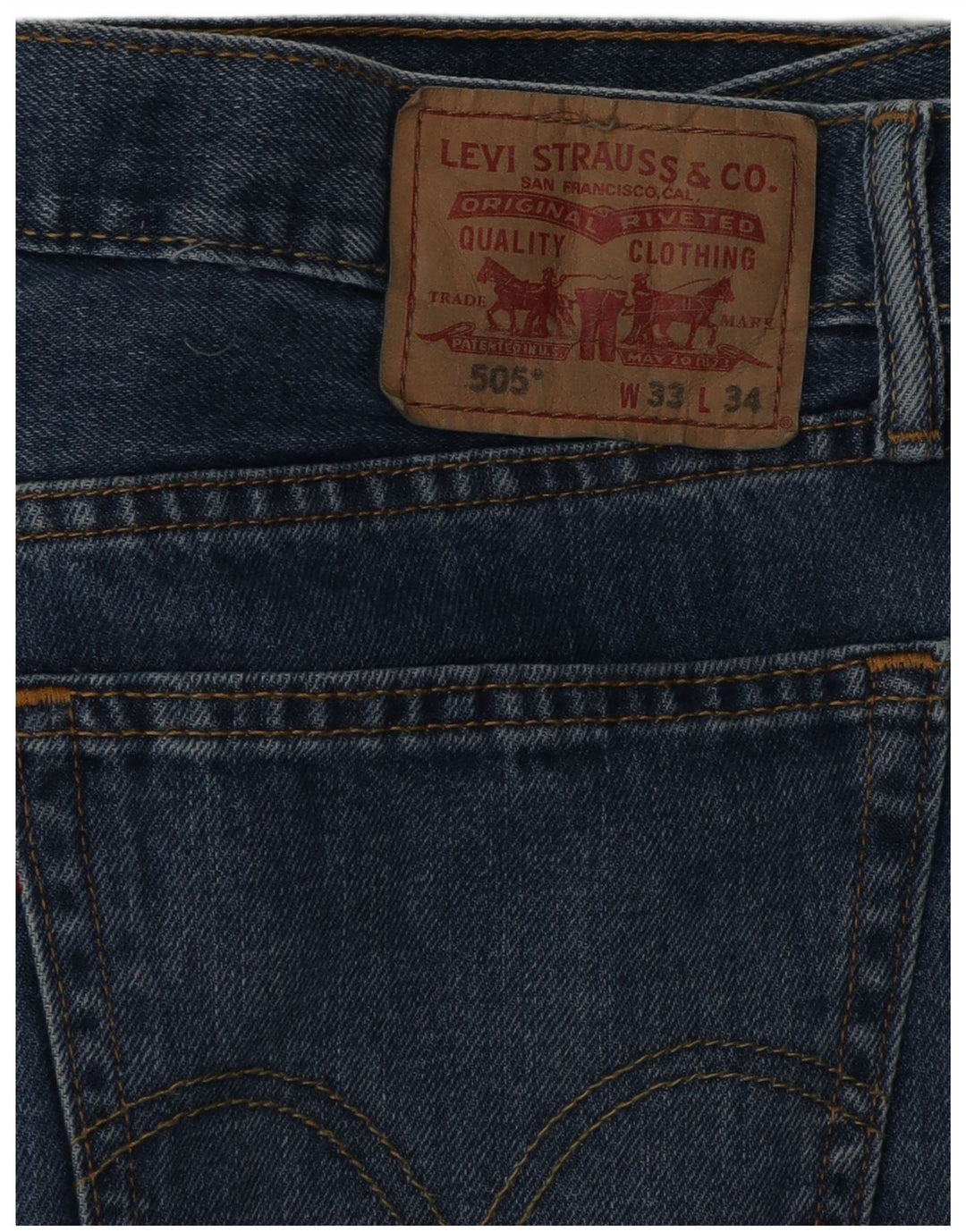 LEVI'S Mens 505 Straight Jeans W33 L34 Blue Cotton