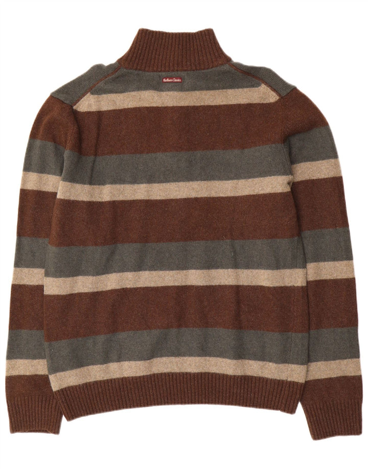 Marlboro Classics Mens Button Neck Jumper Sweater XL Brown Lambswool