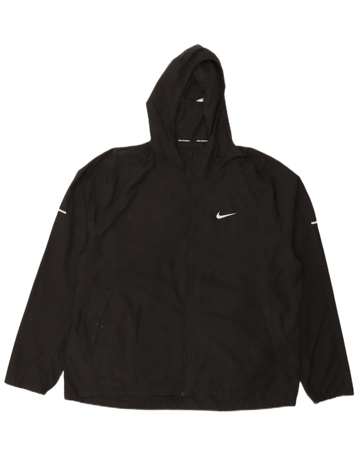 Nike Mens Hooded Rain Jacket UK 42 XL Black Polyester