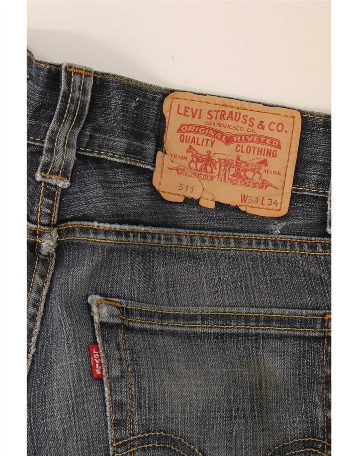 Levi's Womens 511 Slim Jeans W33 L34 Navy Blue Cotton