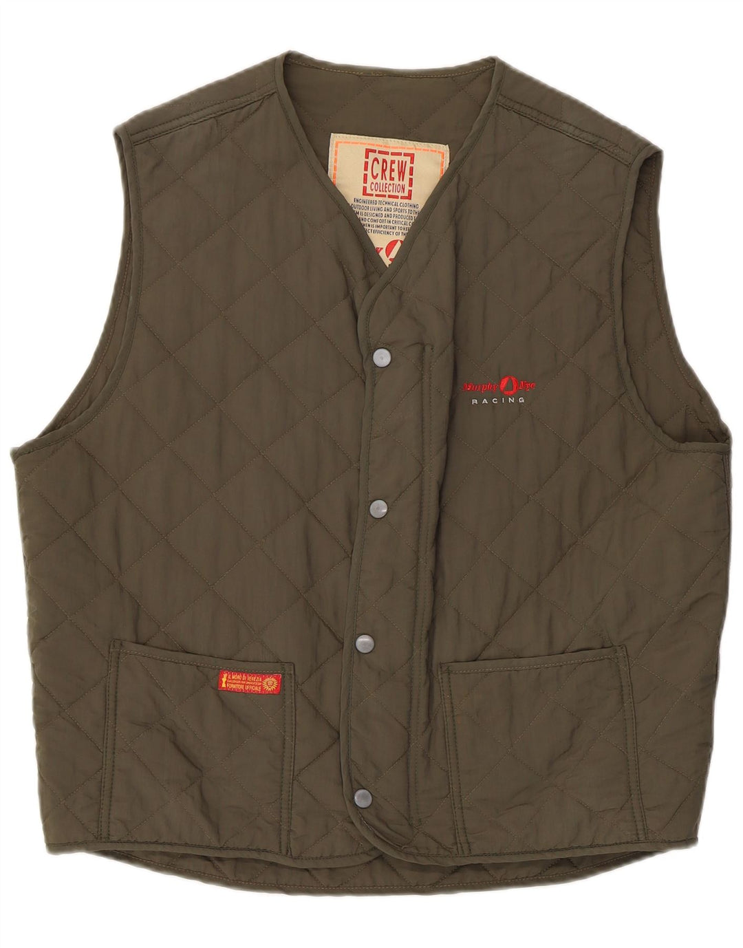 MURPHY & NYE Mens Quilted Gilet UK 40 Large Khaki Polyamide