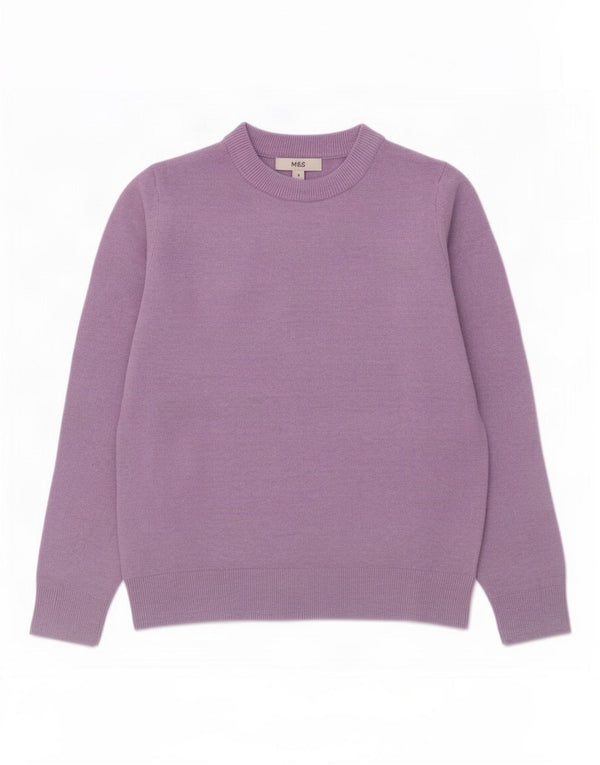 Marks & Spencer Womens Crew Neck Jumper Sweater UK 10 Small Purple
