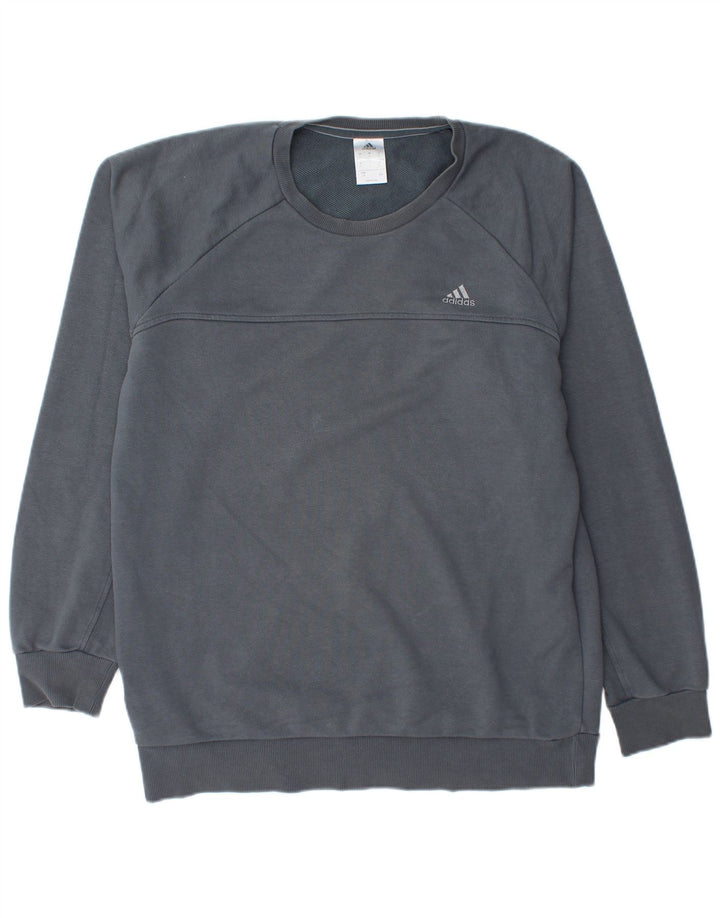 ADIDAS Mens Climalite Sweatshirt Jumper Large Navy Blue Cotton