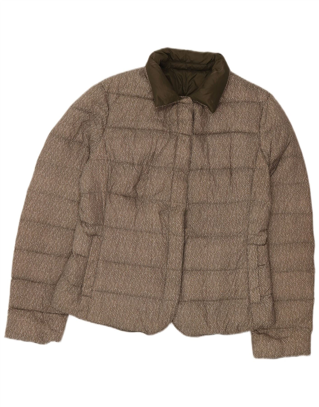 Benetton Womens Reversible Padded Jacket UK 16 Large Green Polyamide