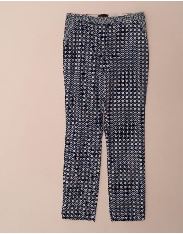 Topshop Womens Slim Fit Chino Trousers UK 8 Small W26 L28 Blue Geometric