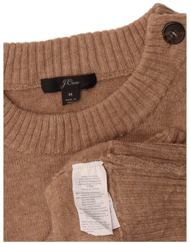J. CREW Womens Crew Neck Jumper Sweater UK 14 Medium Brown Nylon