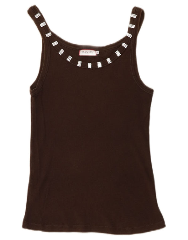 Max & Co. Womens Tricot Crop Vest Top UK 12 Medium Brown