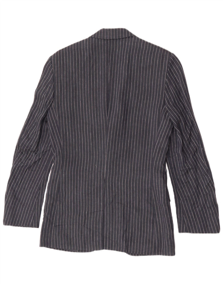 Marks & Spencer Mens 2 Button Blazer Jacket UK 34 XS Navy Blue Pinstripe
