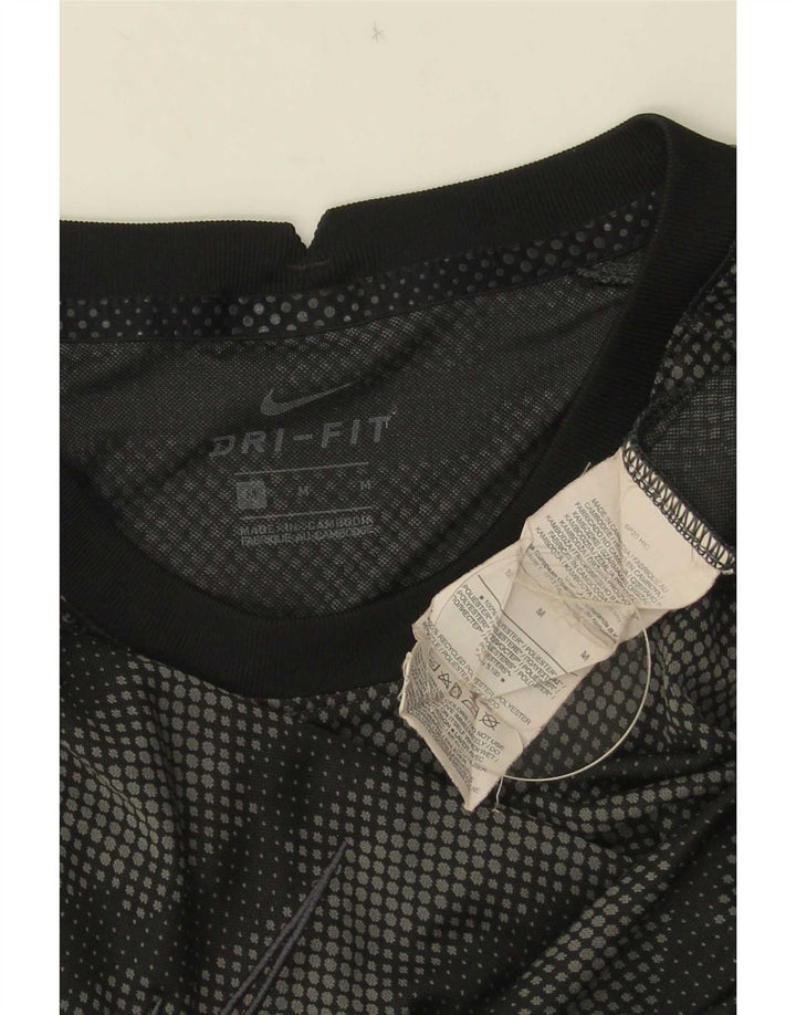 Nike Mens Dri Fit T-Shirt Top Medium Black Geometric Polyester