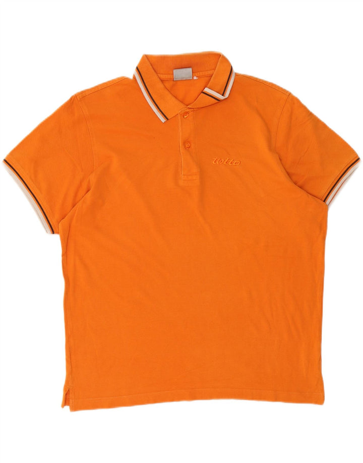 LOTTO Mens Polo Shirt Large Orange Cotton