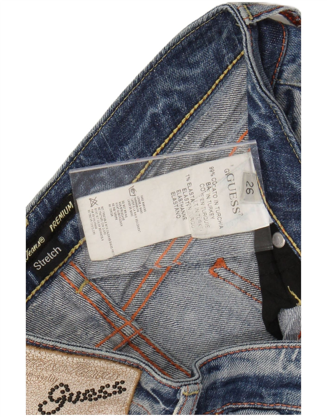 GUESS Womens Straight Jeans W26 L29 Blue Cotton