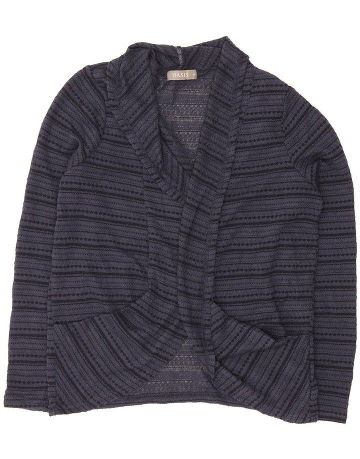 OASIS Womens Open Cardigan Sweater UK 14 Medium Navy Blue Striped Vintage Oasis and Second-Hand Oasis from Messina Hembry 