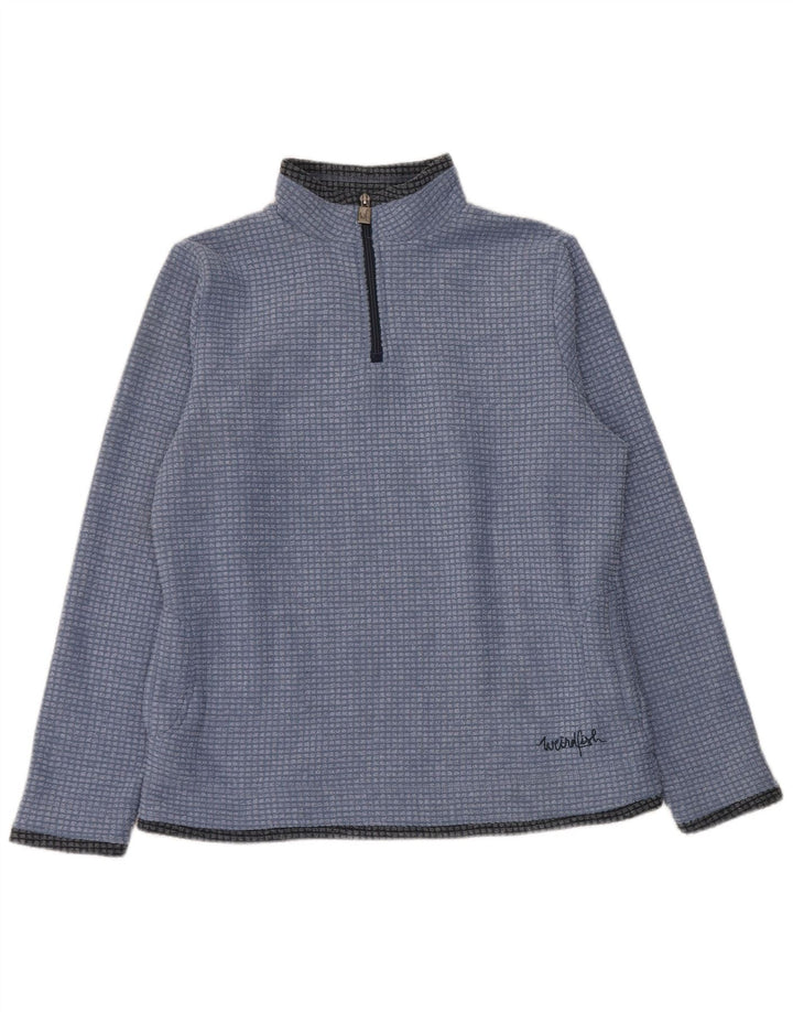 Weird Fish Womens Zip Neck Fleece Jumper UK 14 Large Blue Polyester