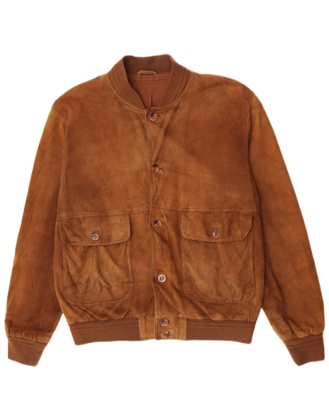 Vintage Mens Suede Bomber Jacket IT 52 XL Brown Leather