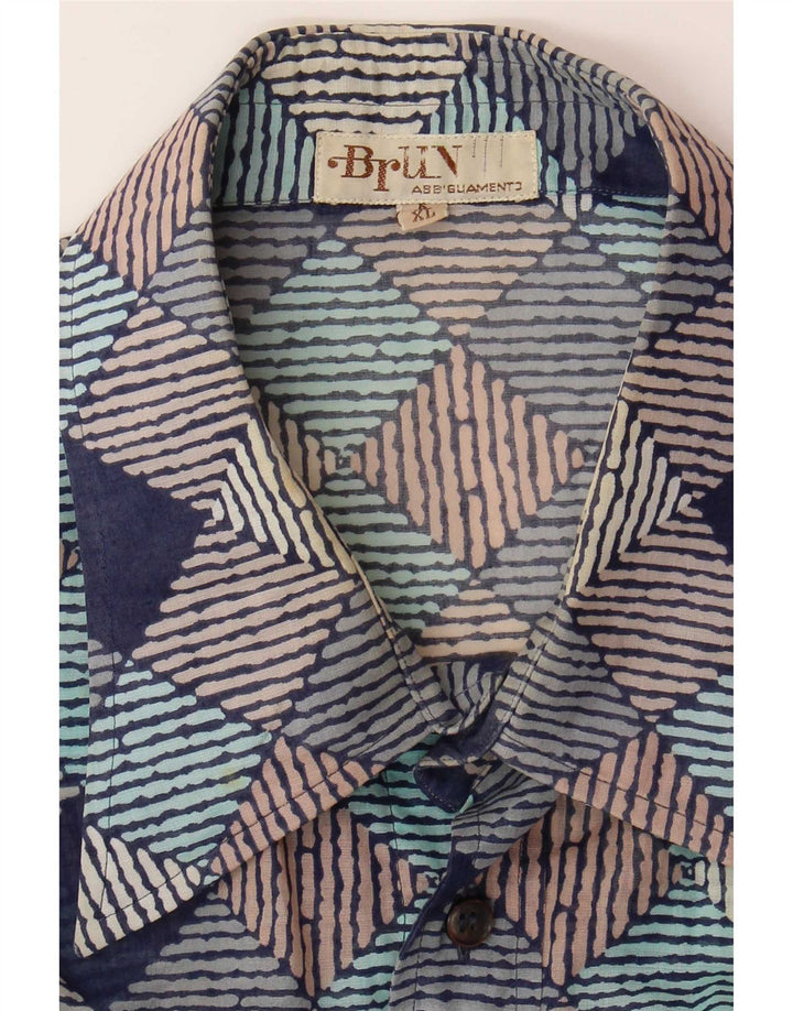 Vintage Mens Short Sleeve Shirt XL Multicoloured Geometric