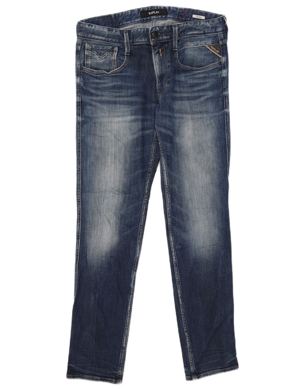 Replay Womens Anbass Slim Jeans W31 L32 Blue Cotton