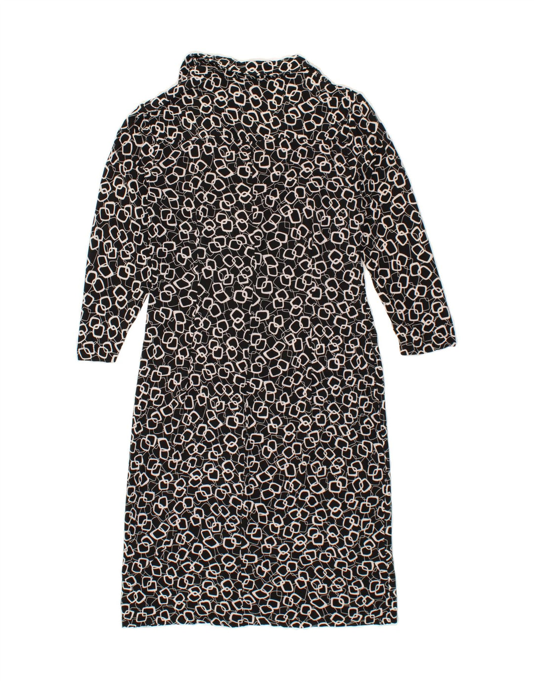 CHAPS Womens 3/4 Sleeve Robe Dress UK 10 Small Black Geometric Polyester Vintage Chaps and Second-Hand Chaps from Messina Hembry 