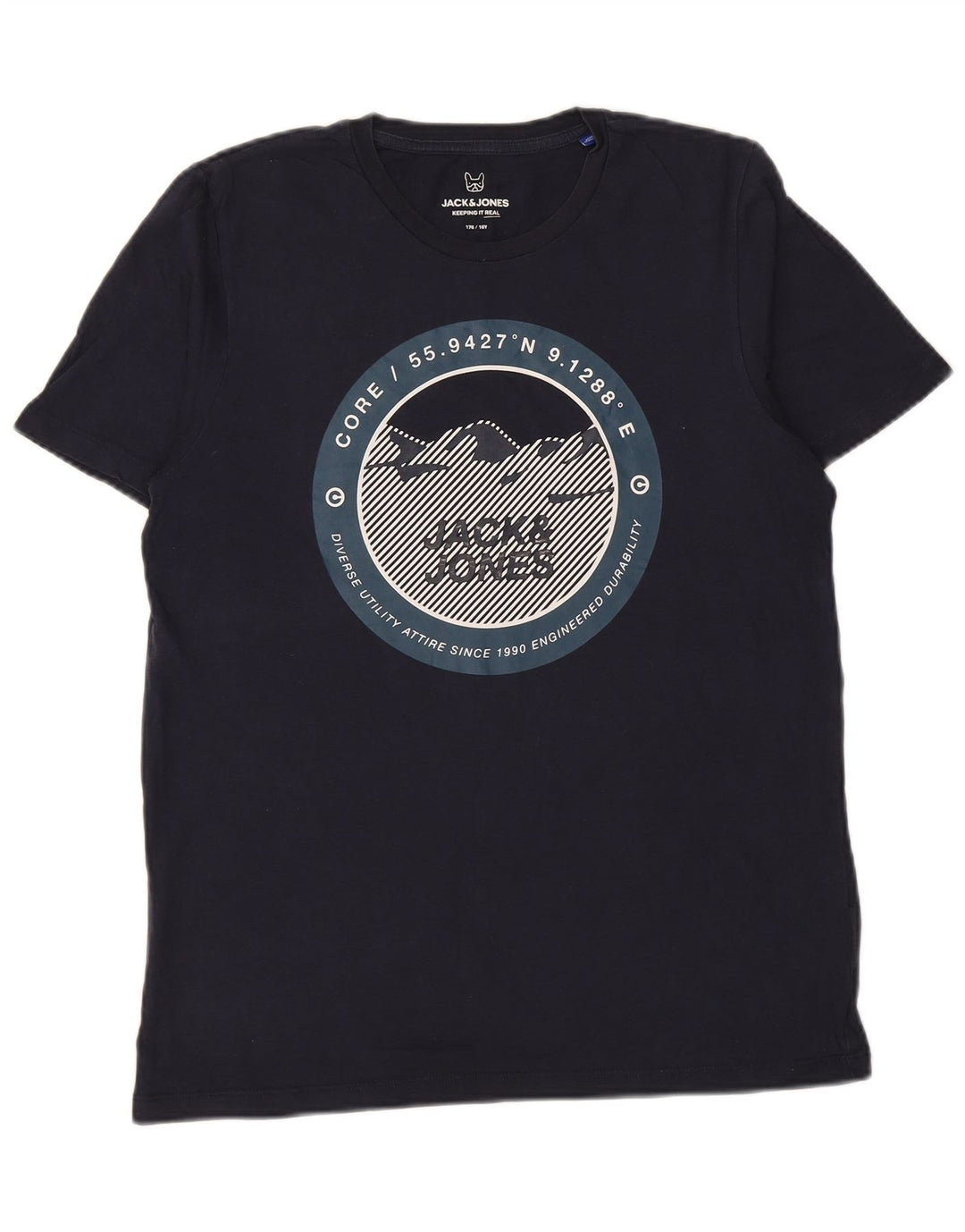 Jack & Jones Boys Core Graphic T-Shirt Top 15-16 Years Navy Blue
