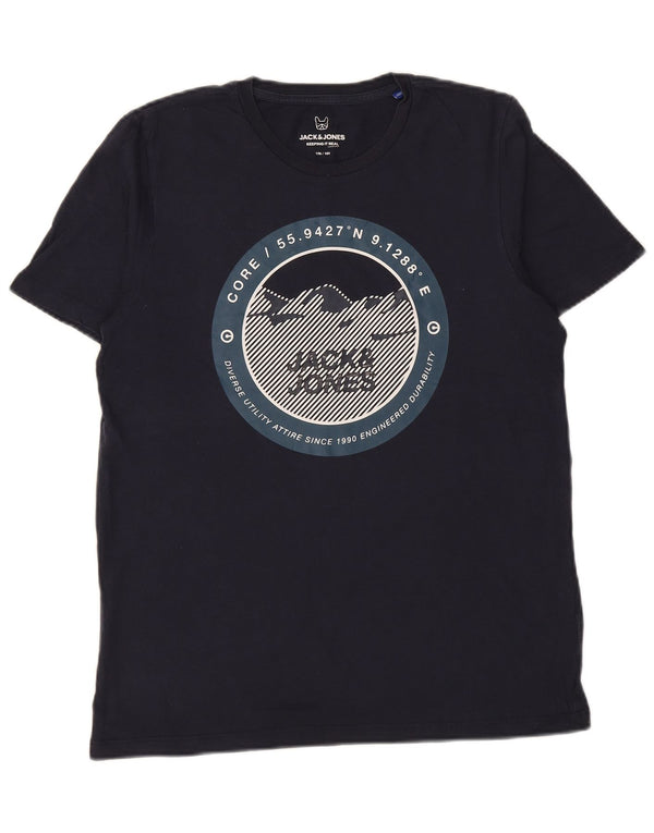 Jack & Jones Boys Core Graphic T-Shirt Top 15-16 Years Navy Blue