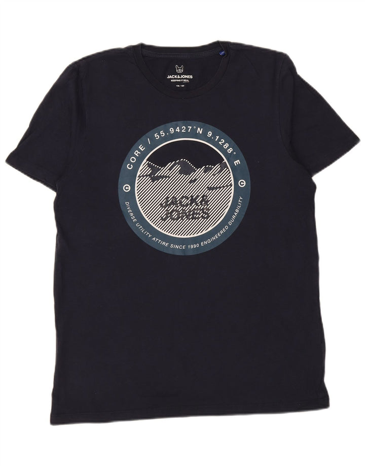 Jack & Jones Boys Core Graphic T-Shirt Top 15-16 Years Navy Blue