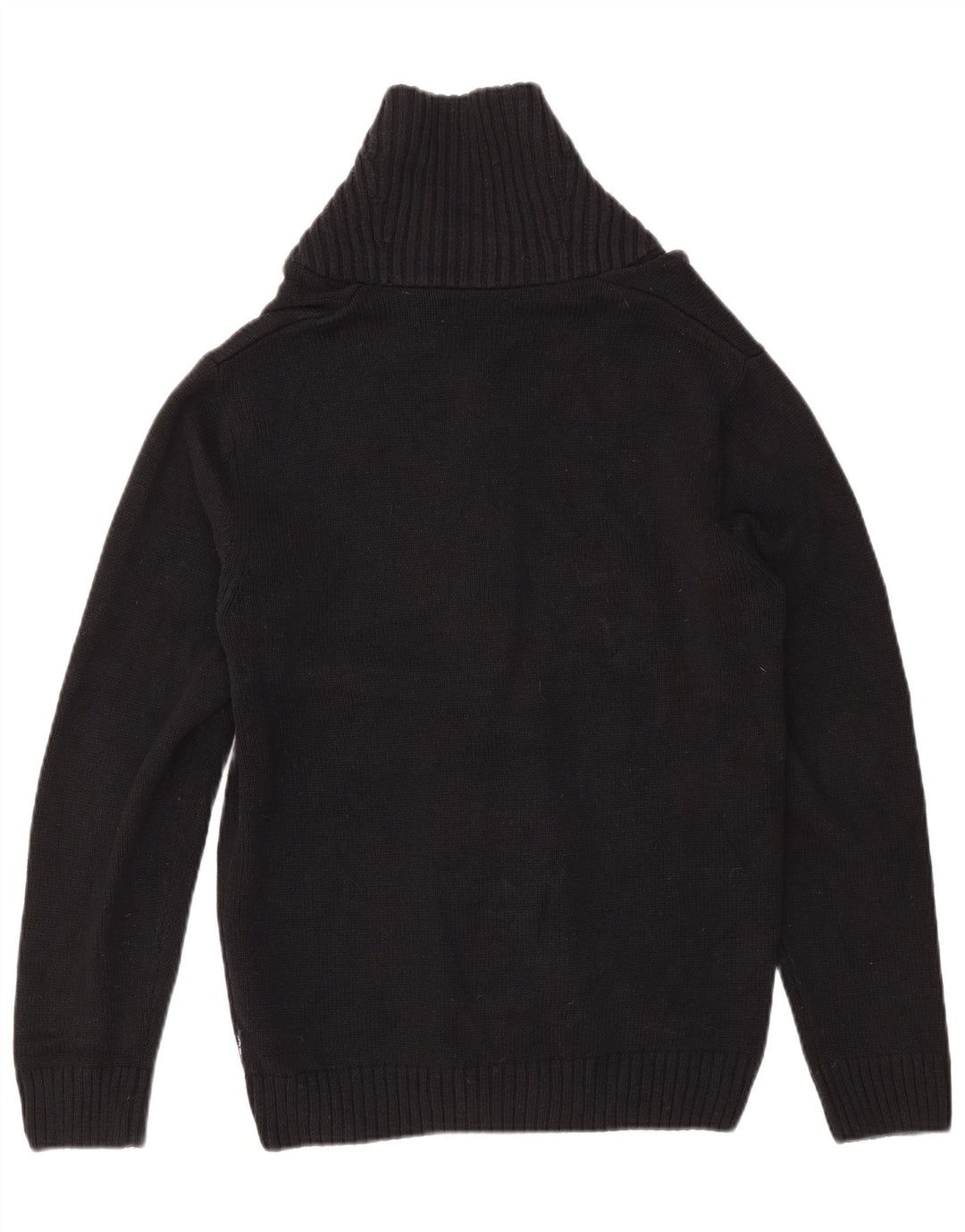 CHAPS Mens Cardigan Sweater Small Black Fair Isle Cotton