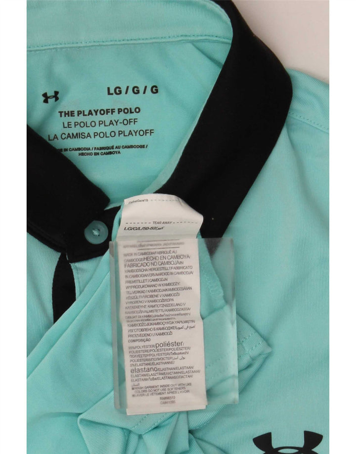 Under Armour Mens Rugby Polo Shirt Large Blue Colourblock Polyester