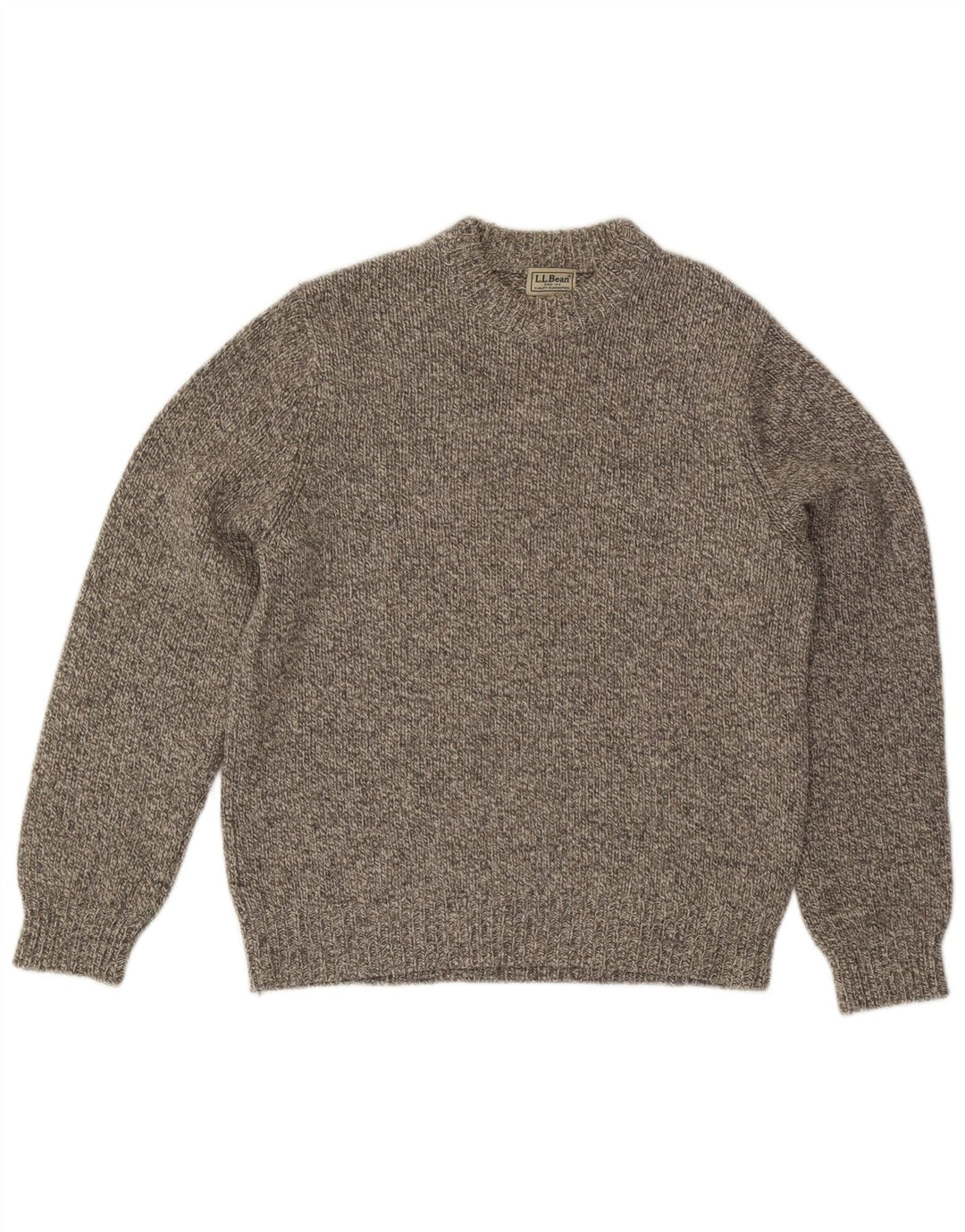 L.L.BEAN Mens Crew Neck Jumper Sweater Medium Grey Wool