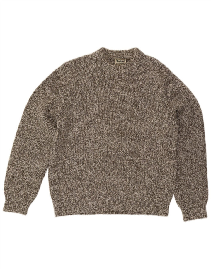 L.L.BEAN Mens Crew Neck Jumper Sweater Medium Grey Wool