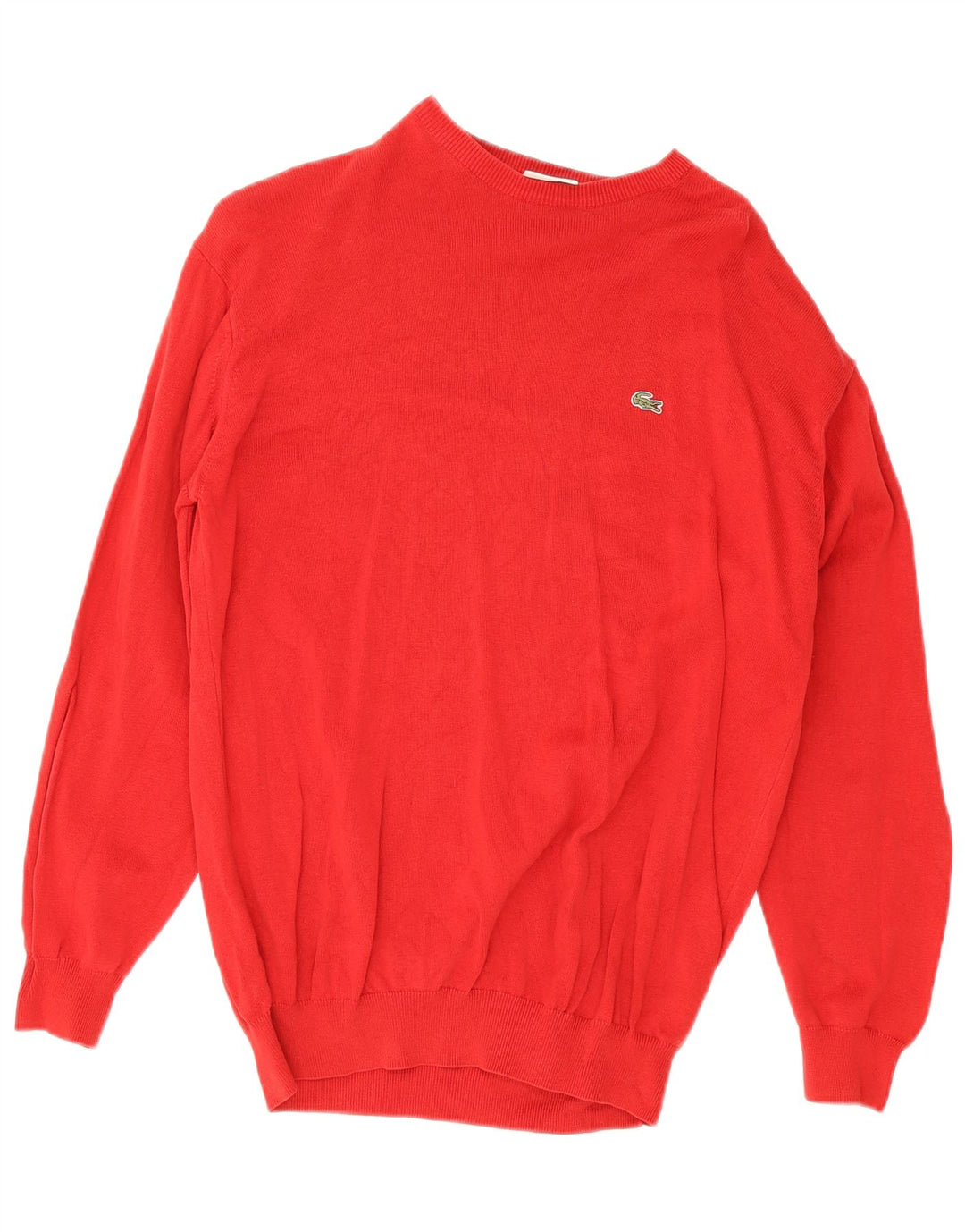 Lacoste Mens Crew Neck Jumper Sweater Size 4 Medium Red Cotton