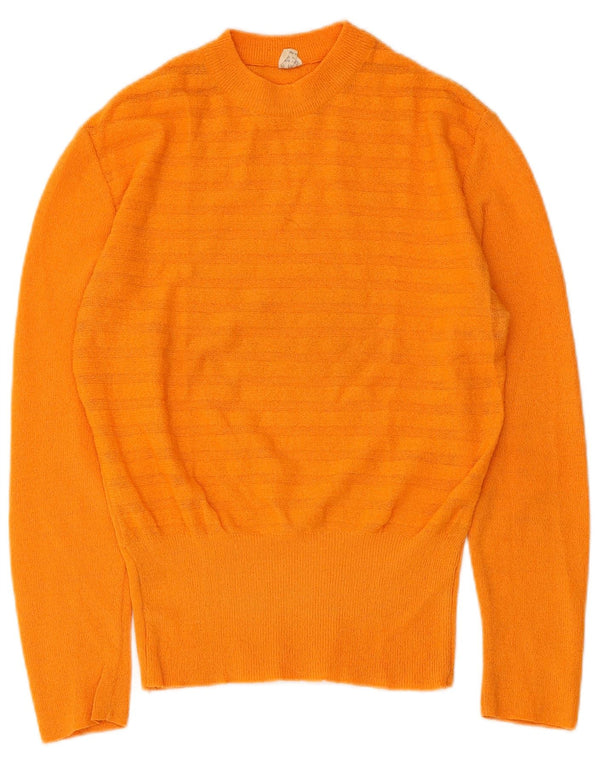 Vintage Womens Crew Neck Jumper Sweater IT 46 Large Orange Striped