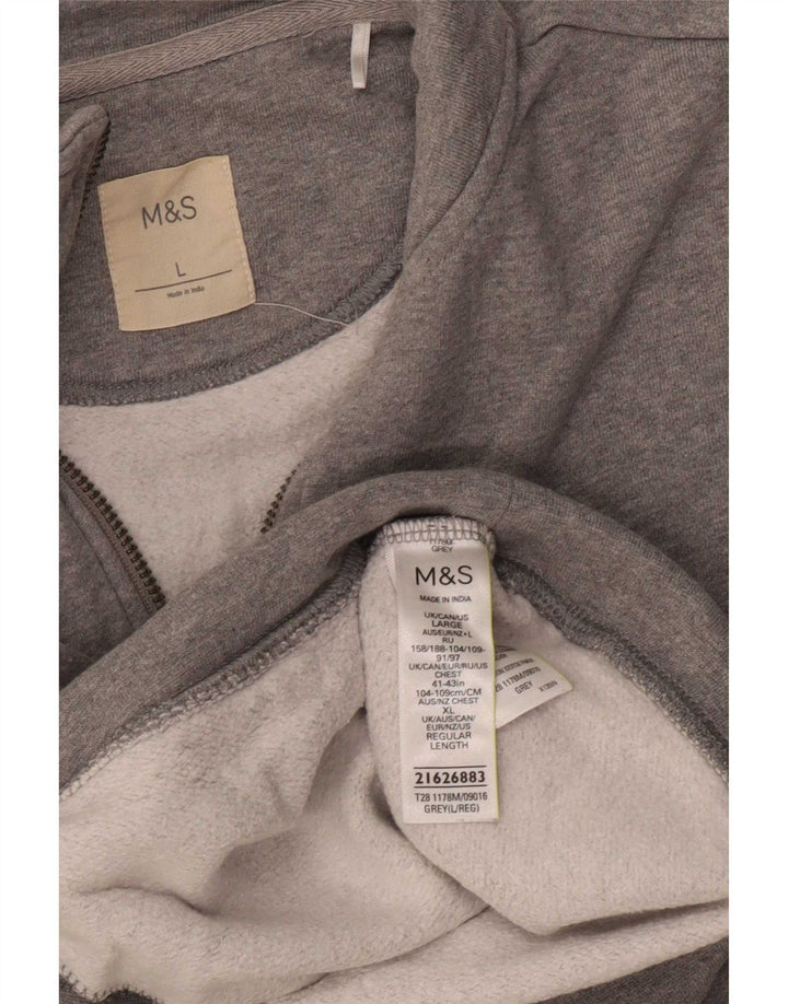 Marks & Spencer Mens Zip Neck Sweatshirt Jumper Large Grey Cotton
