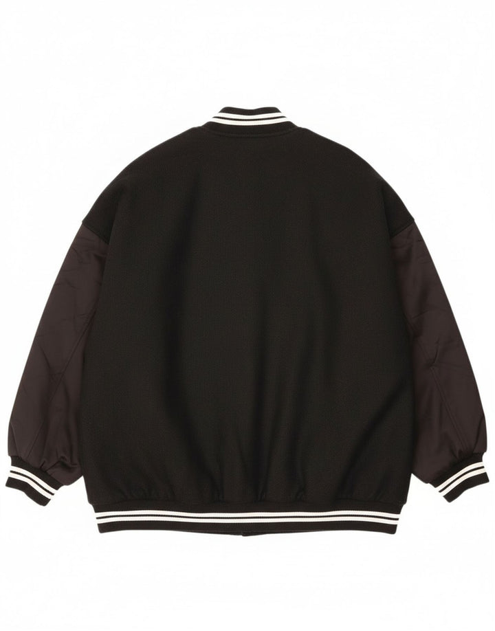 Zara Womens Oversized Varsity Jacket UK 10 Small Black Colourblock