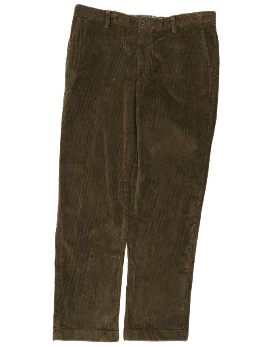 L.L.BEAN Mens Classic Fit Straight Corduroy Trousers W36 L32 Khaki Cotton