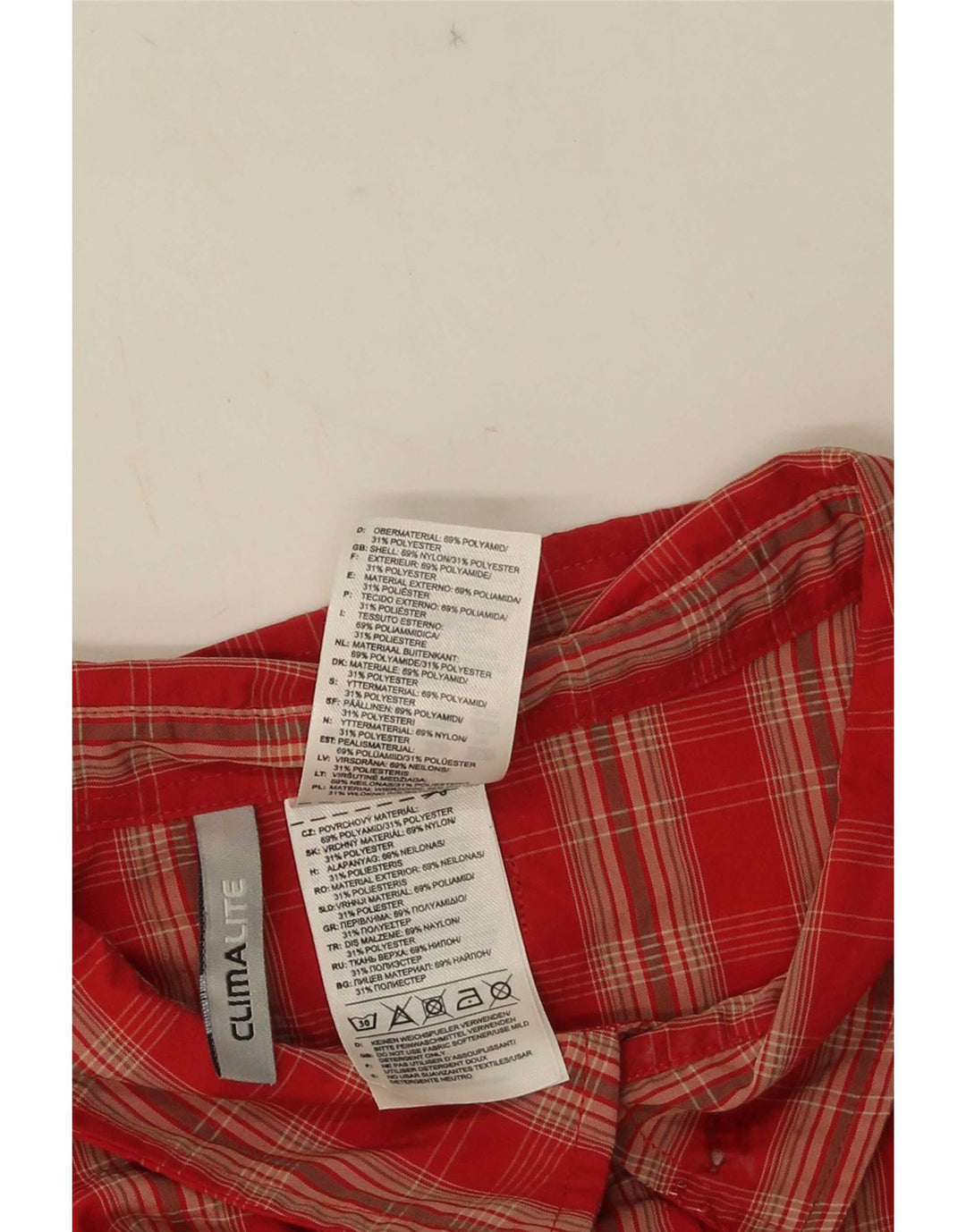 Adidas Mens Climalite Short Sleeve Shirt 2XL Red Check Polyamide